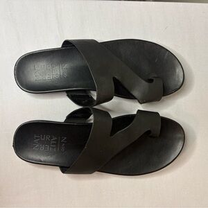 Matte Black Slide Sandals - Minimal Cross Strap